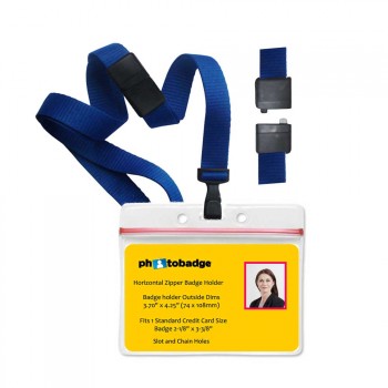 MRI Safe Lanyard + Zipper PVC Badge Holder